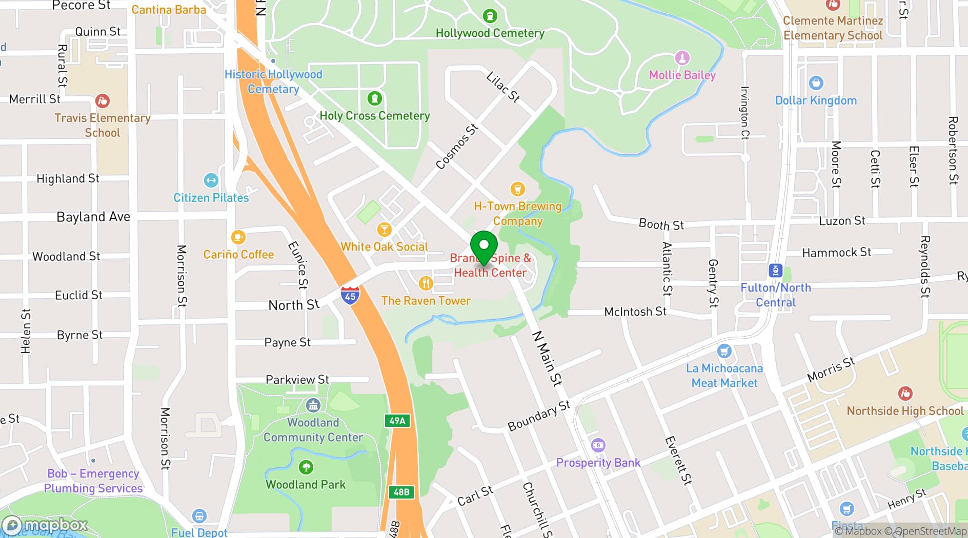 Map showing White Oak Music Hall