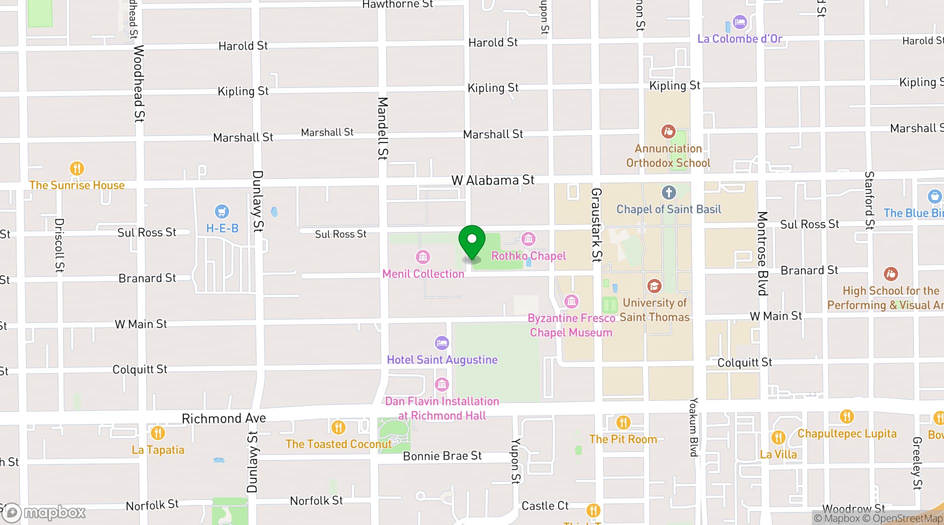 Map showing The Menil Collection