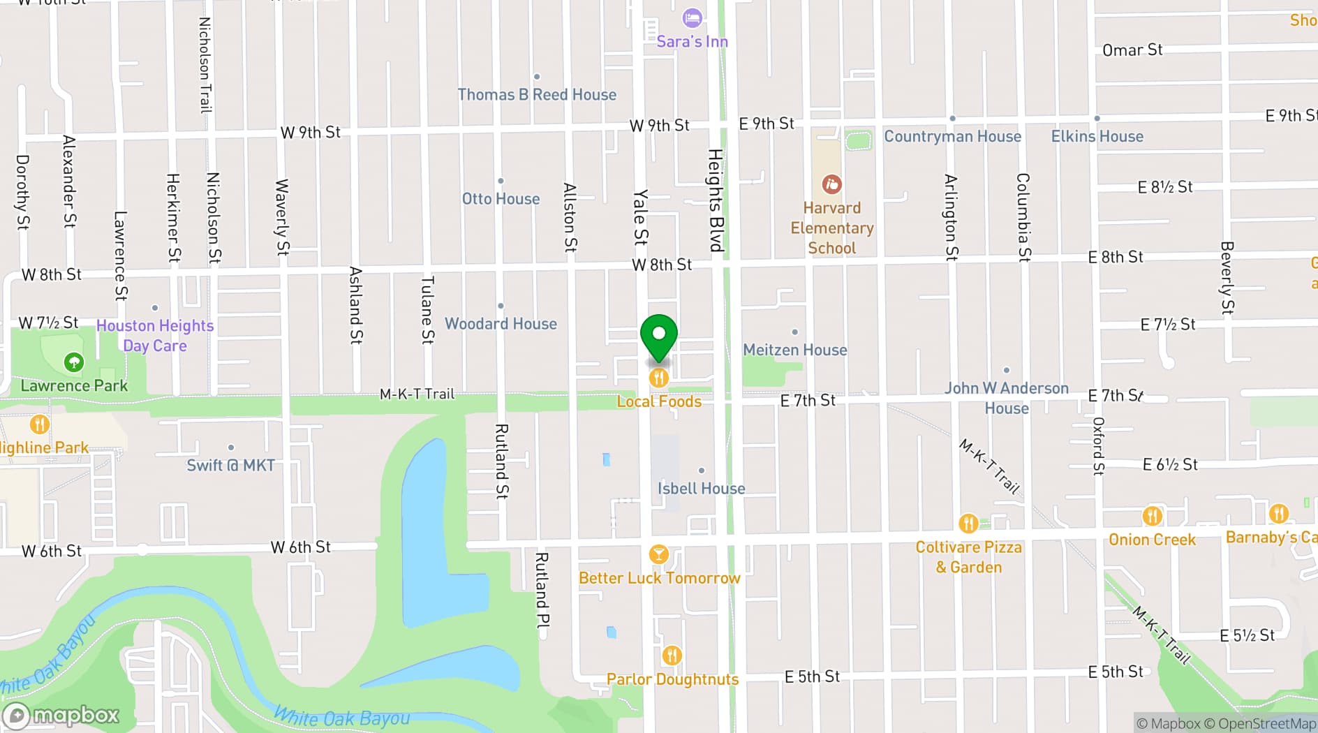 Map showing Heights Mercantile
