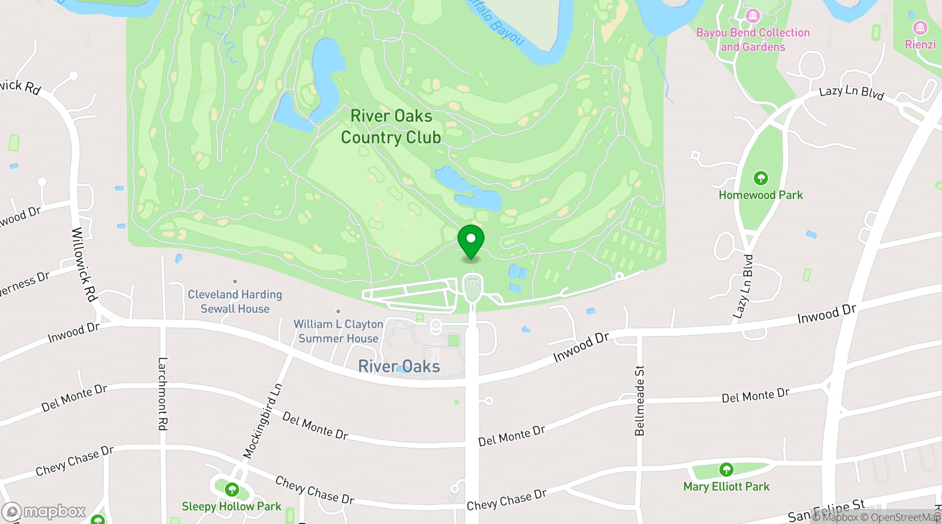 Map showing River Oaks Country Club