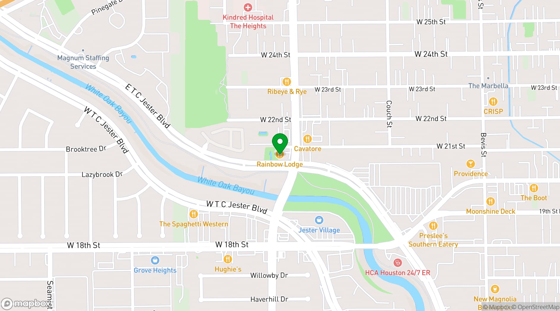 Map showing Rainbow Lodge