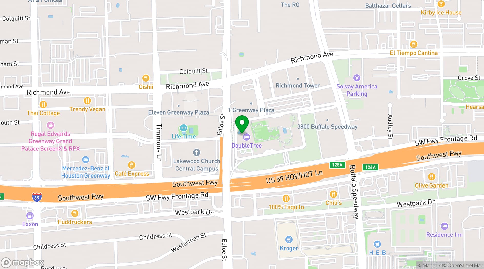 Map showing DoubleTree by Hilton Hotel Houston - Greenway Plaza