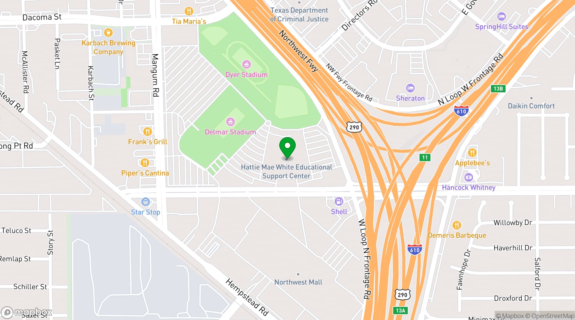 Map showing Houston Independent School District Facilities