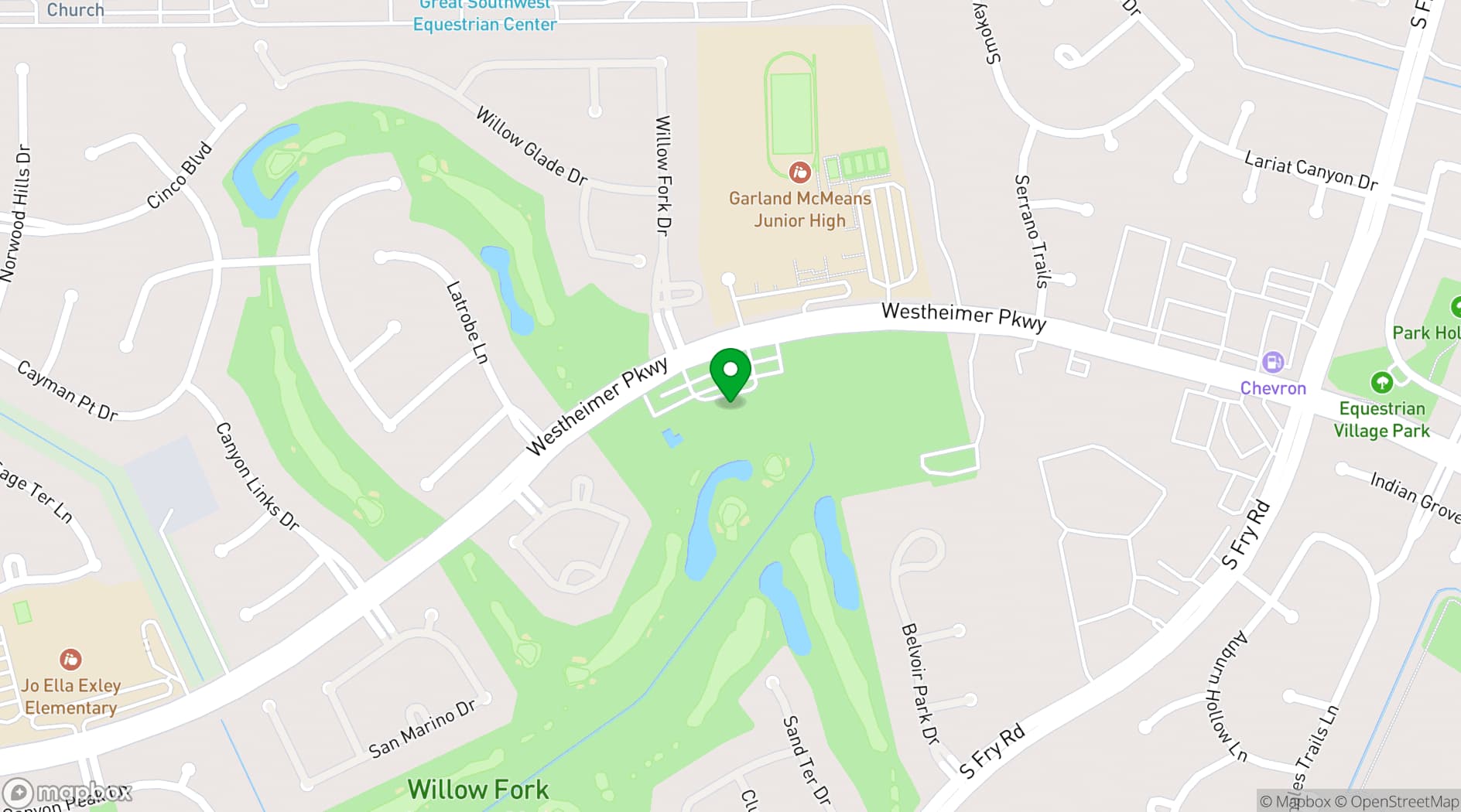 Map showing Willow Fork Country Club