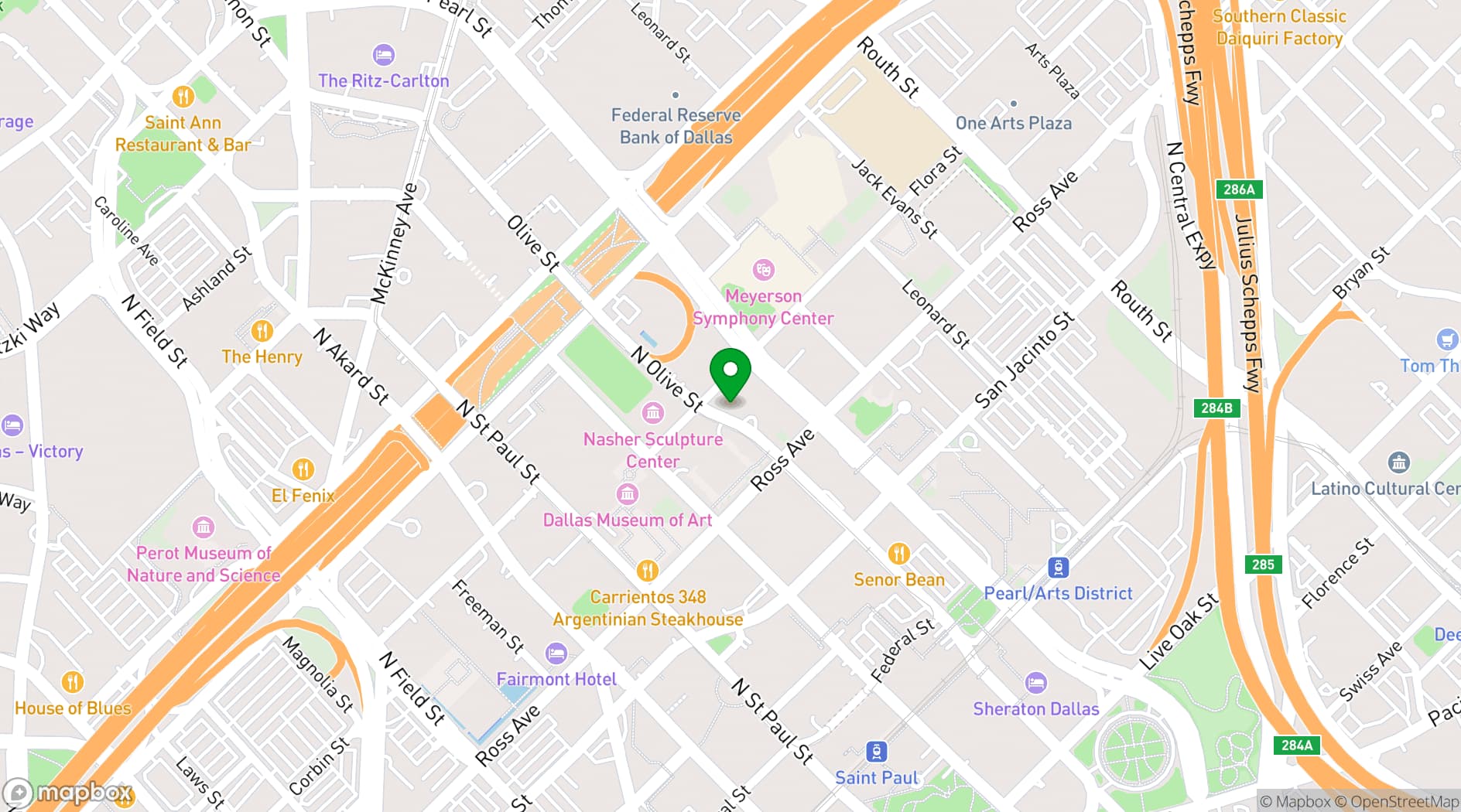 Map showing Arts District Mansion