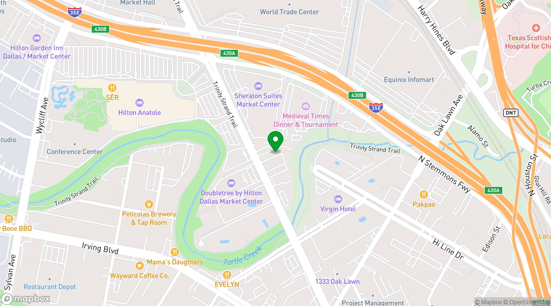 Map showing Days Inn Market Center