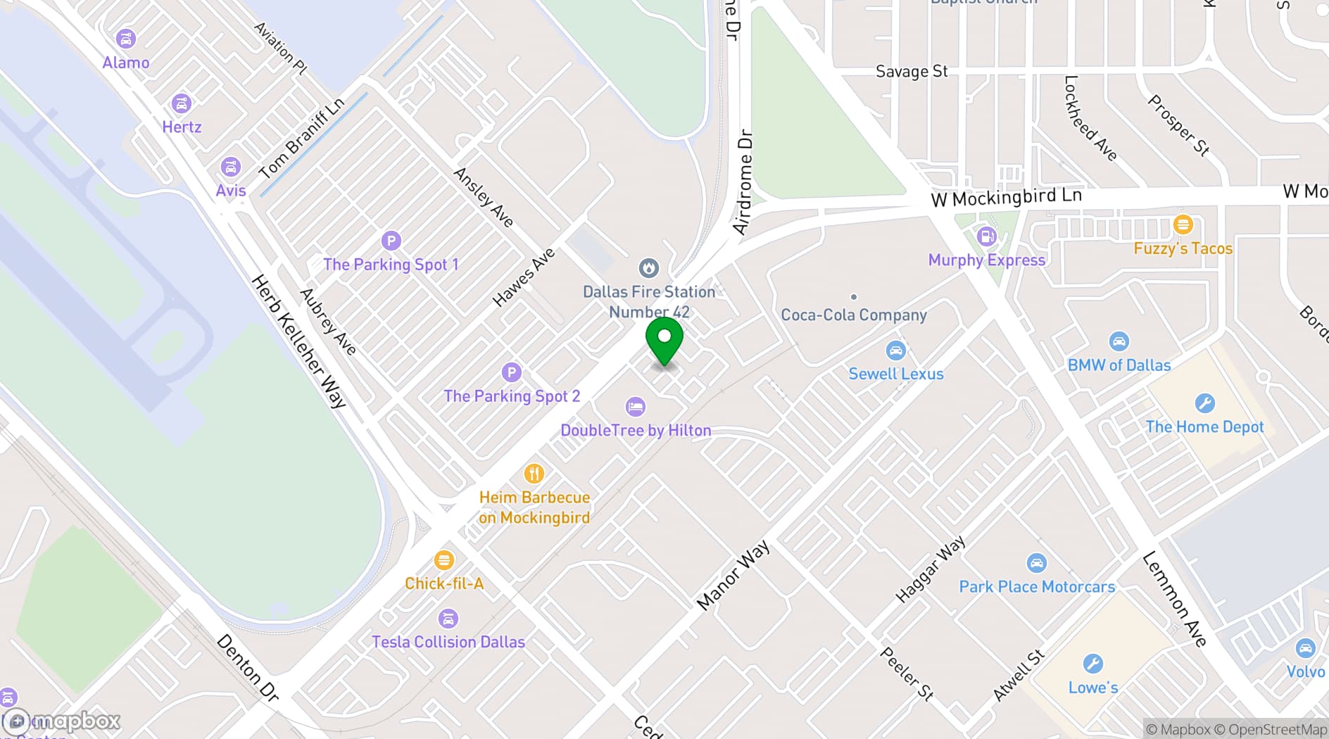Map showing DoubleTree by Hilton Hotel Dallas - Love Field