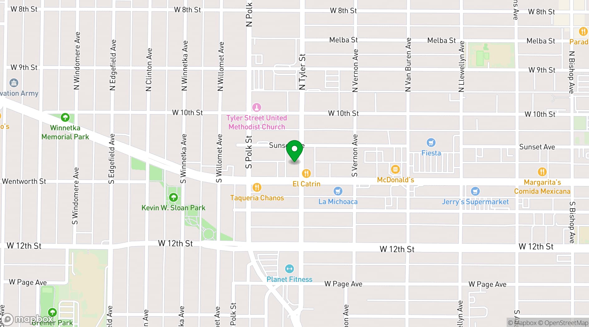 Map showing Bishop Arts Theatre Center