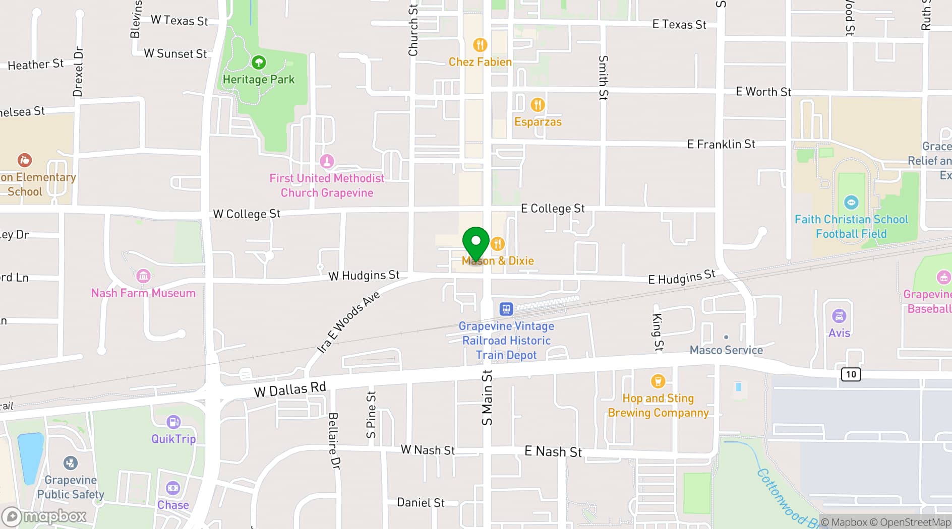 Map showing Grapevine Convention Center
