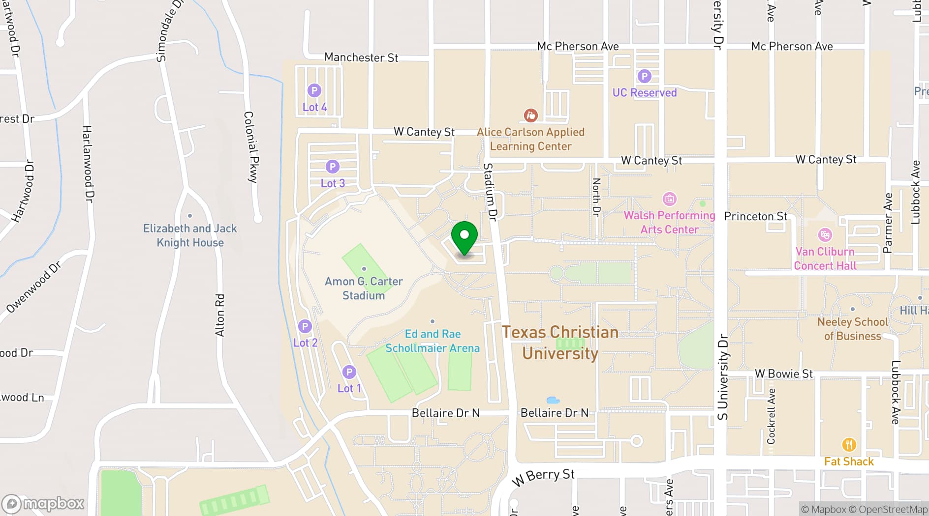 Map showing TCU Conference Services