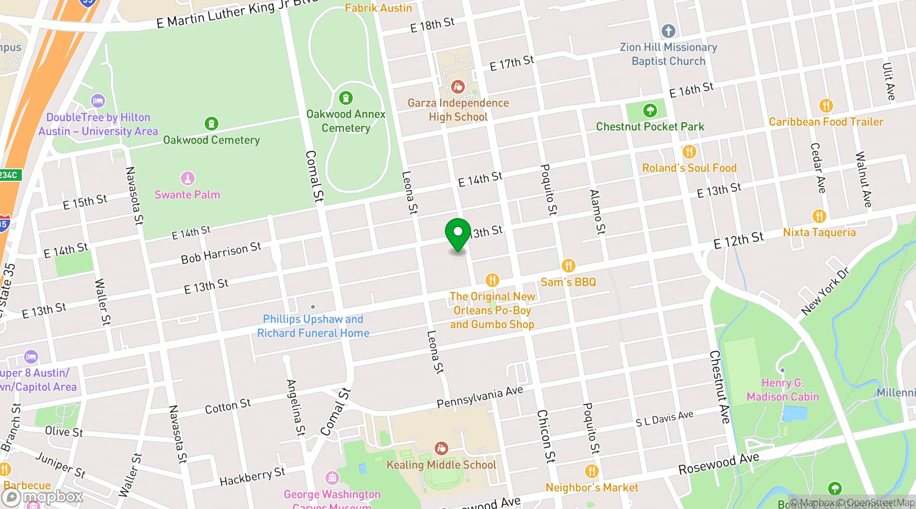 Map showing Open House Austin