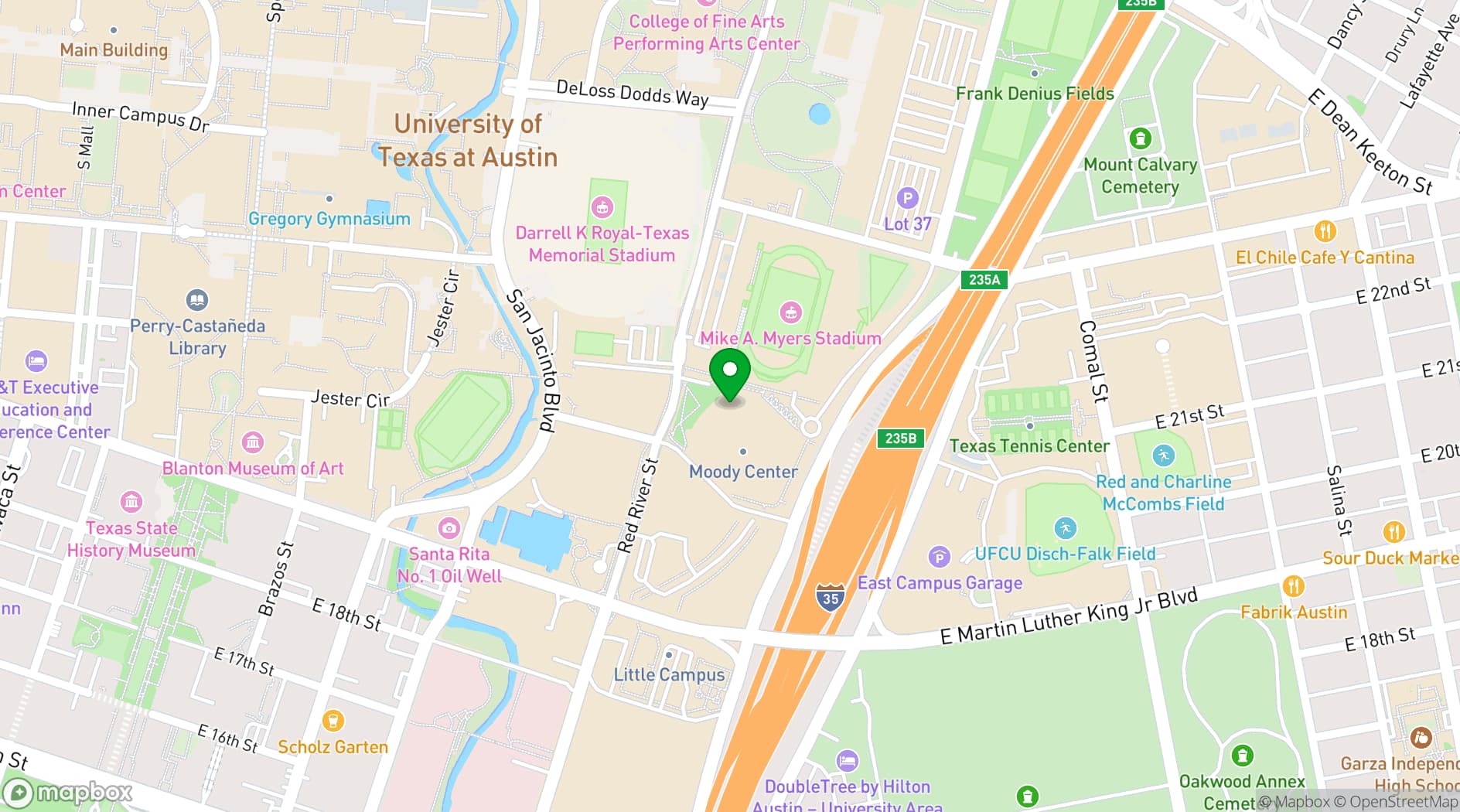 Map showing Moody Centre
