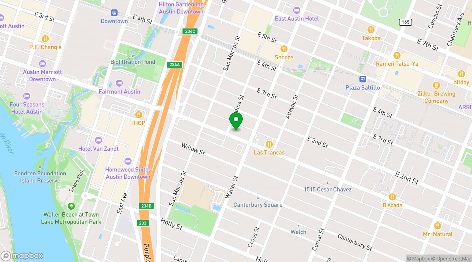 Map showing 1102 East