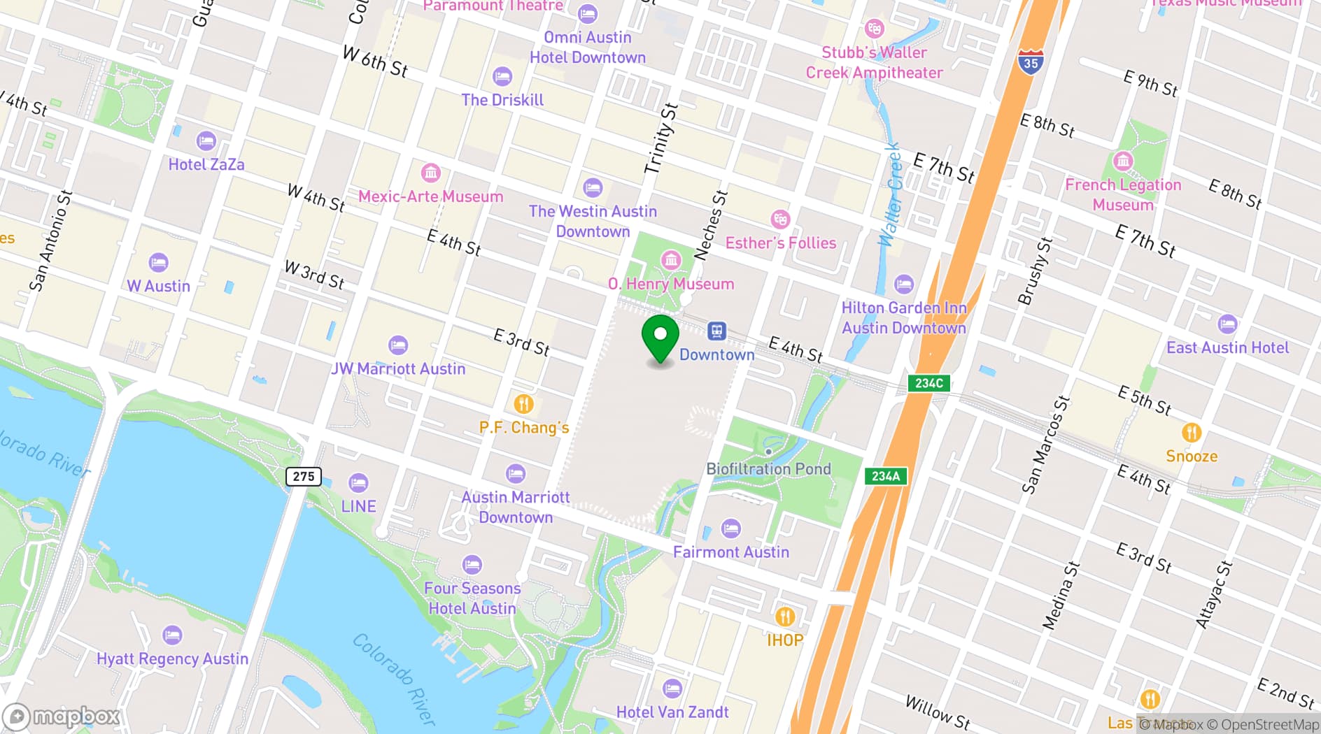 Map showing Austin Events Center
