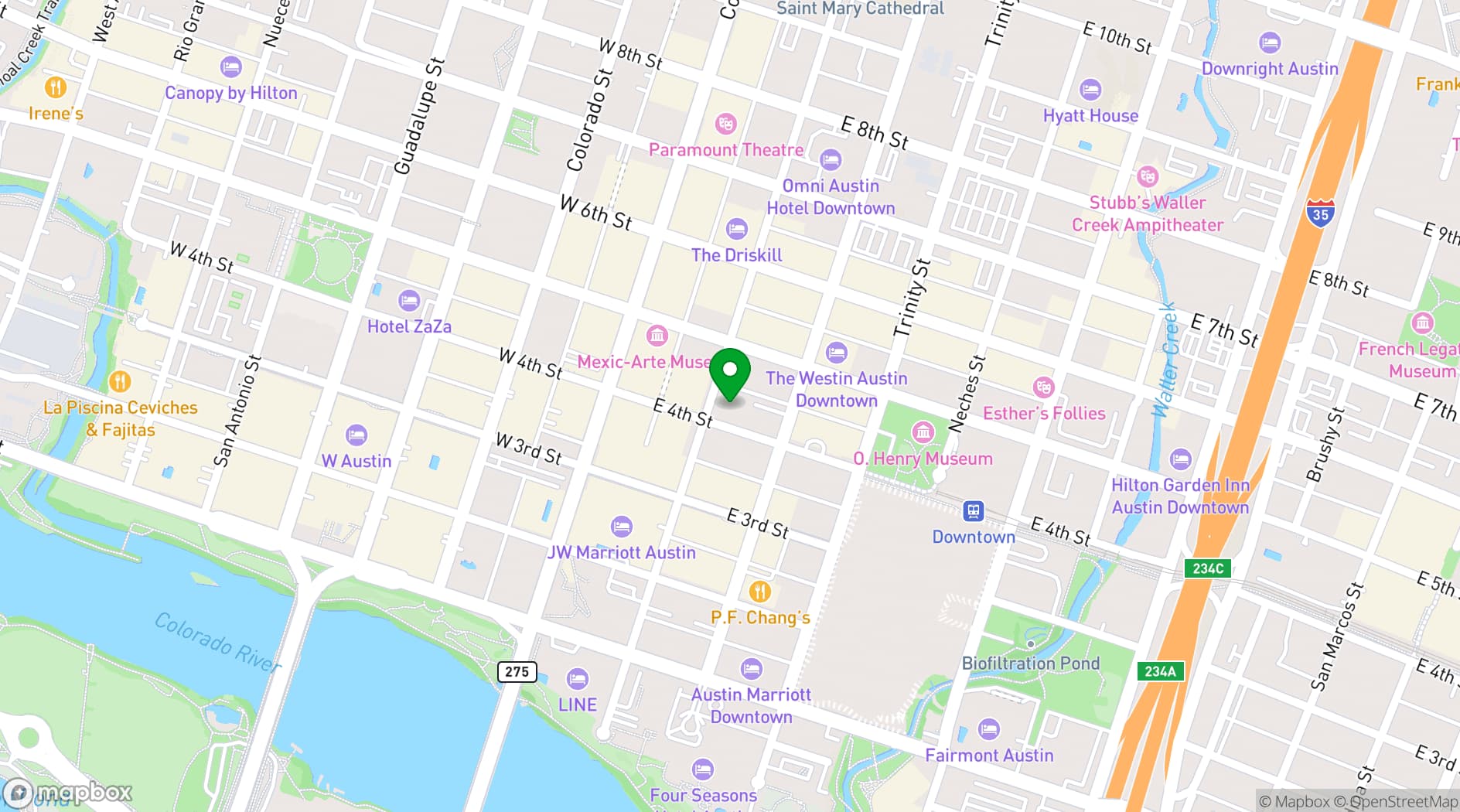Map showing Brazos Hall