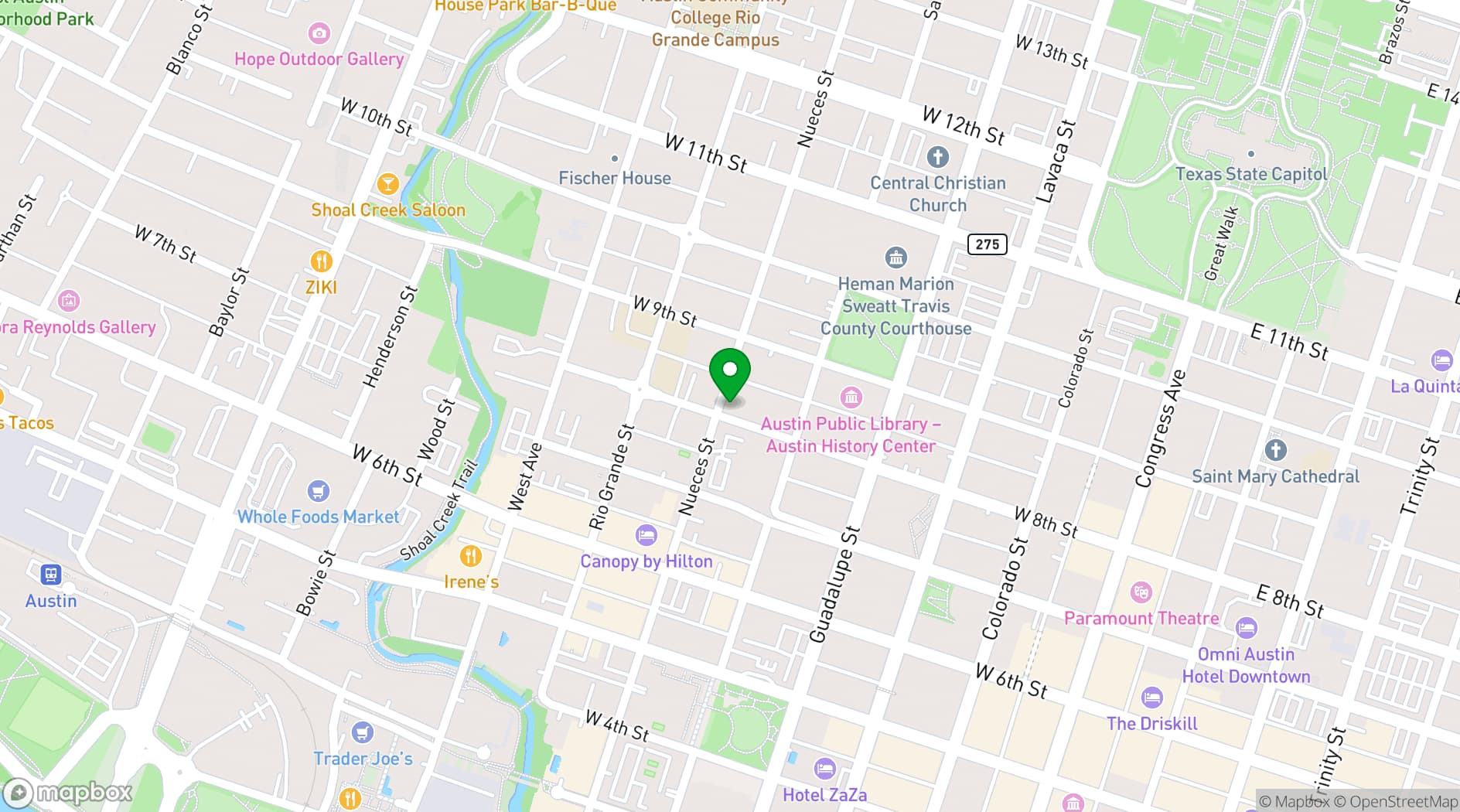 Map showing The Austin Club