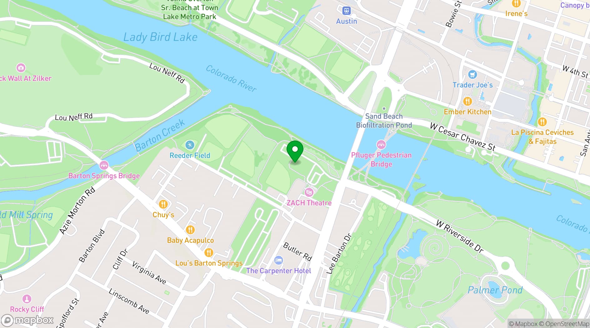 Map showing Austin Parks and Recreation Special Events