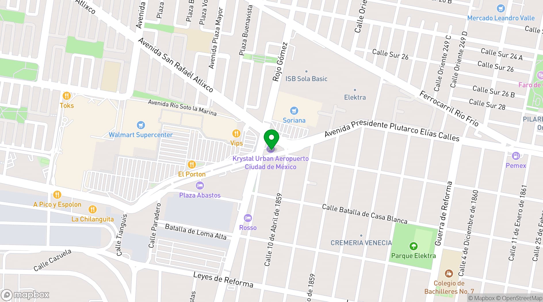 Map showing Krystal Urban® Aeropuerto Ciudad de México