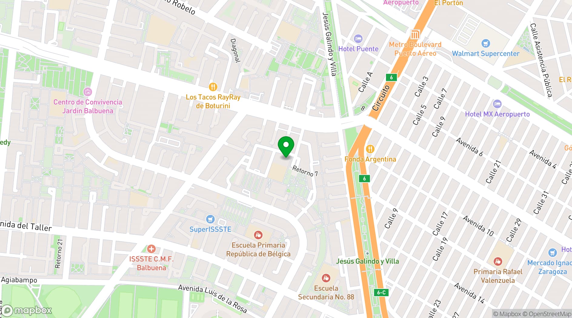 Map showing Mercado Jardín Balbuena