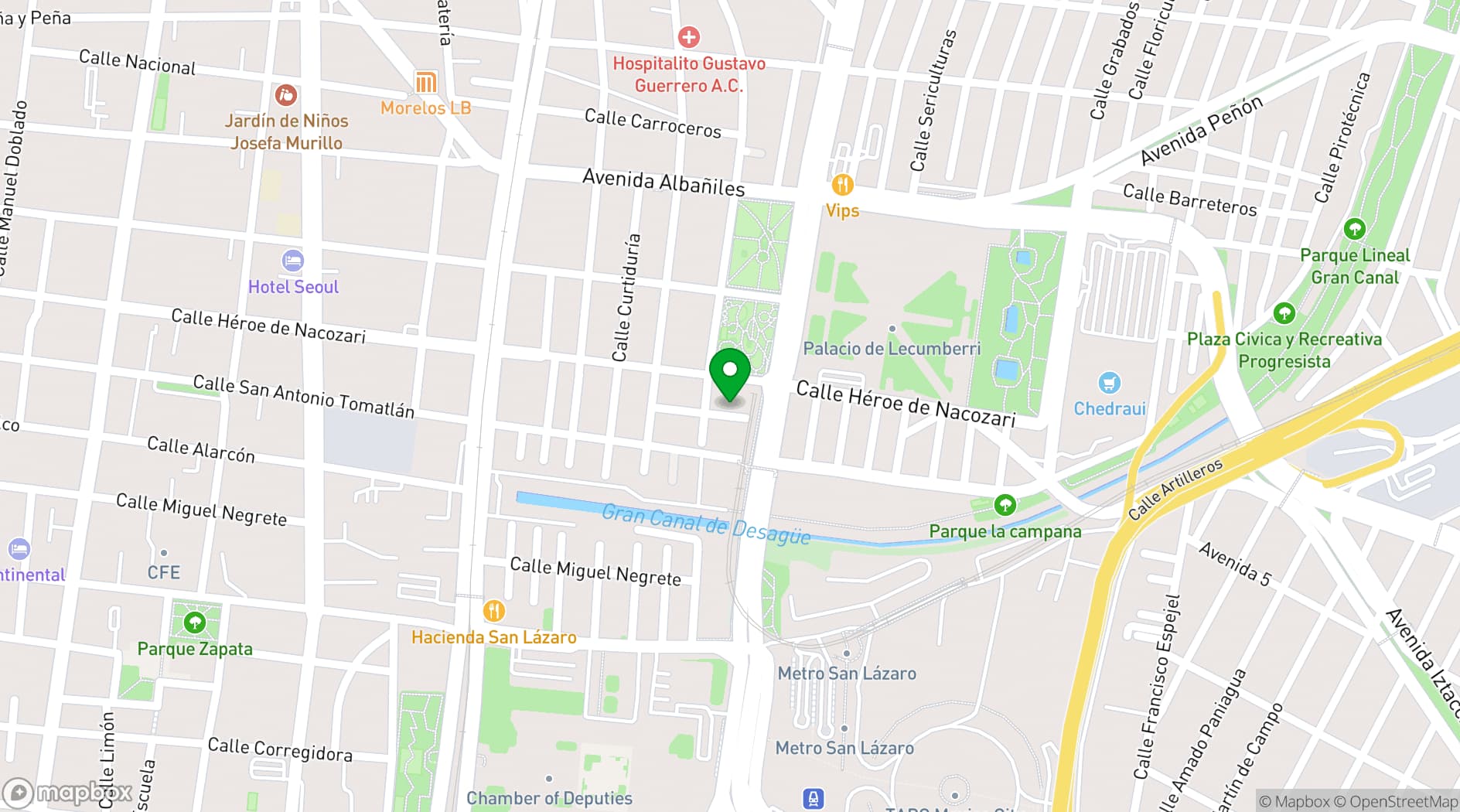 Map showing Hotel MX congreso Mexico City