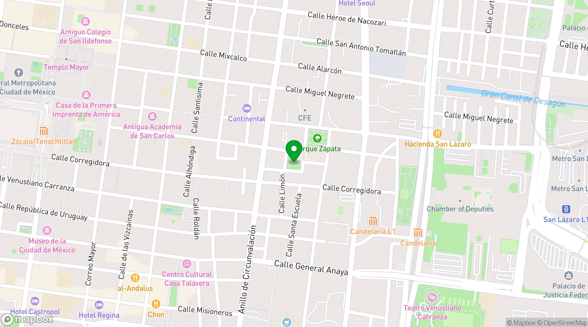 Map showing Plaza de la Soledad