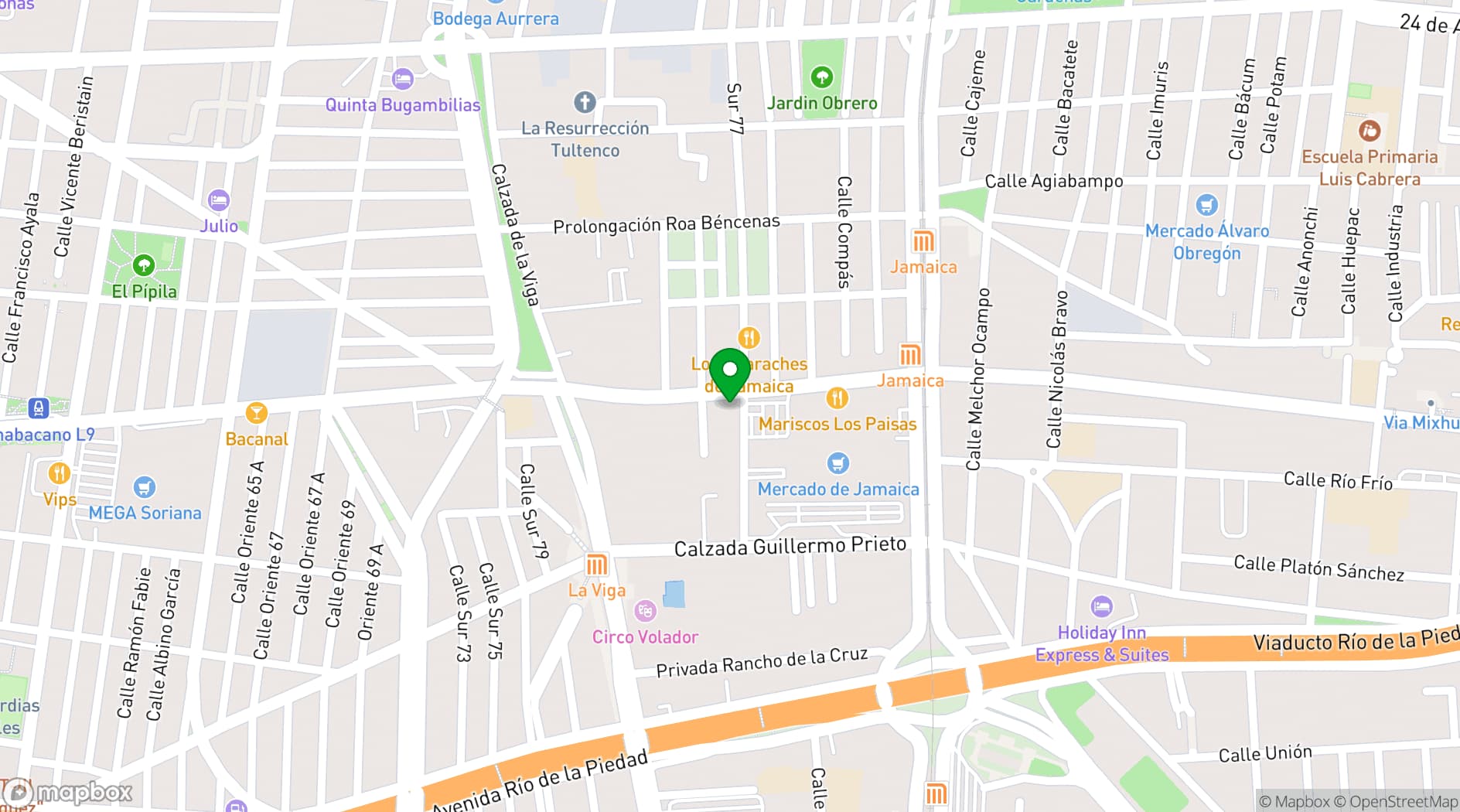 Map showing La Flor de Jamaica