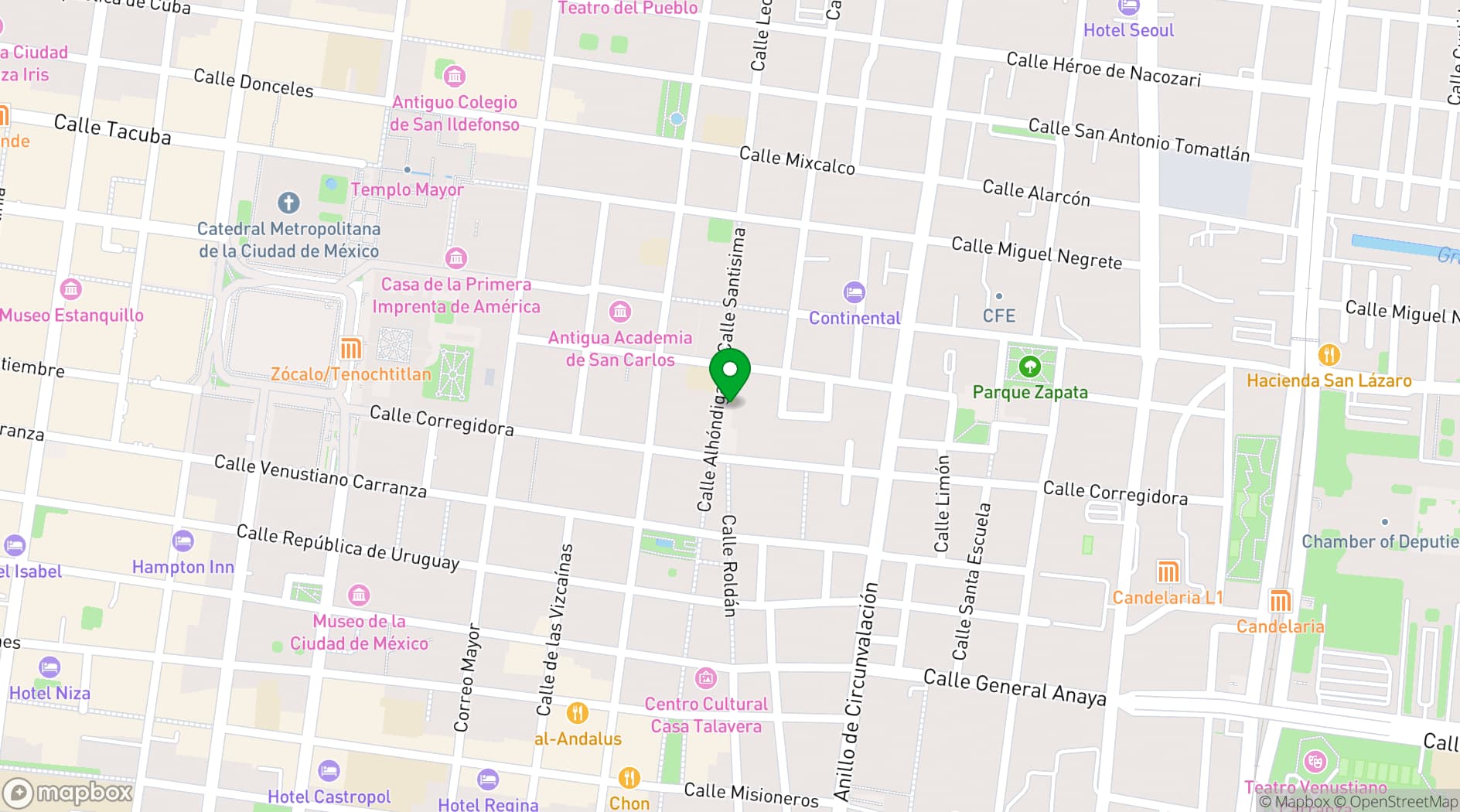 Map showing Antigua Alhóndiga/Casa del Diezmo
