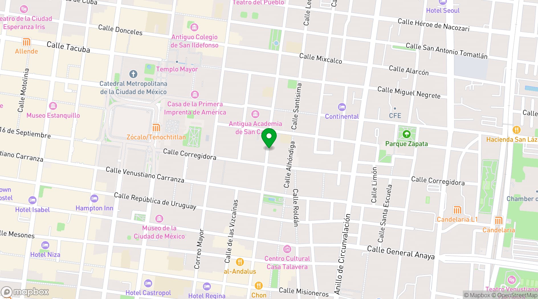 Map showing Casa Franciscana