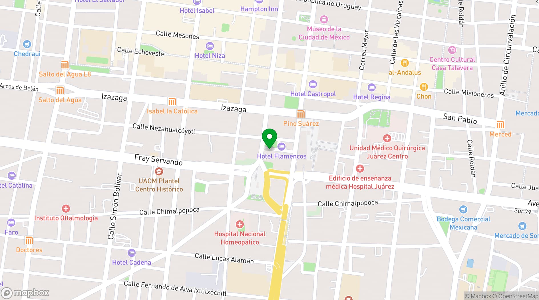 Map showing Novotel Mexico City Centro Historico