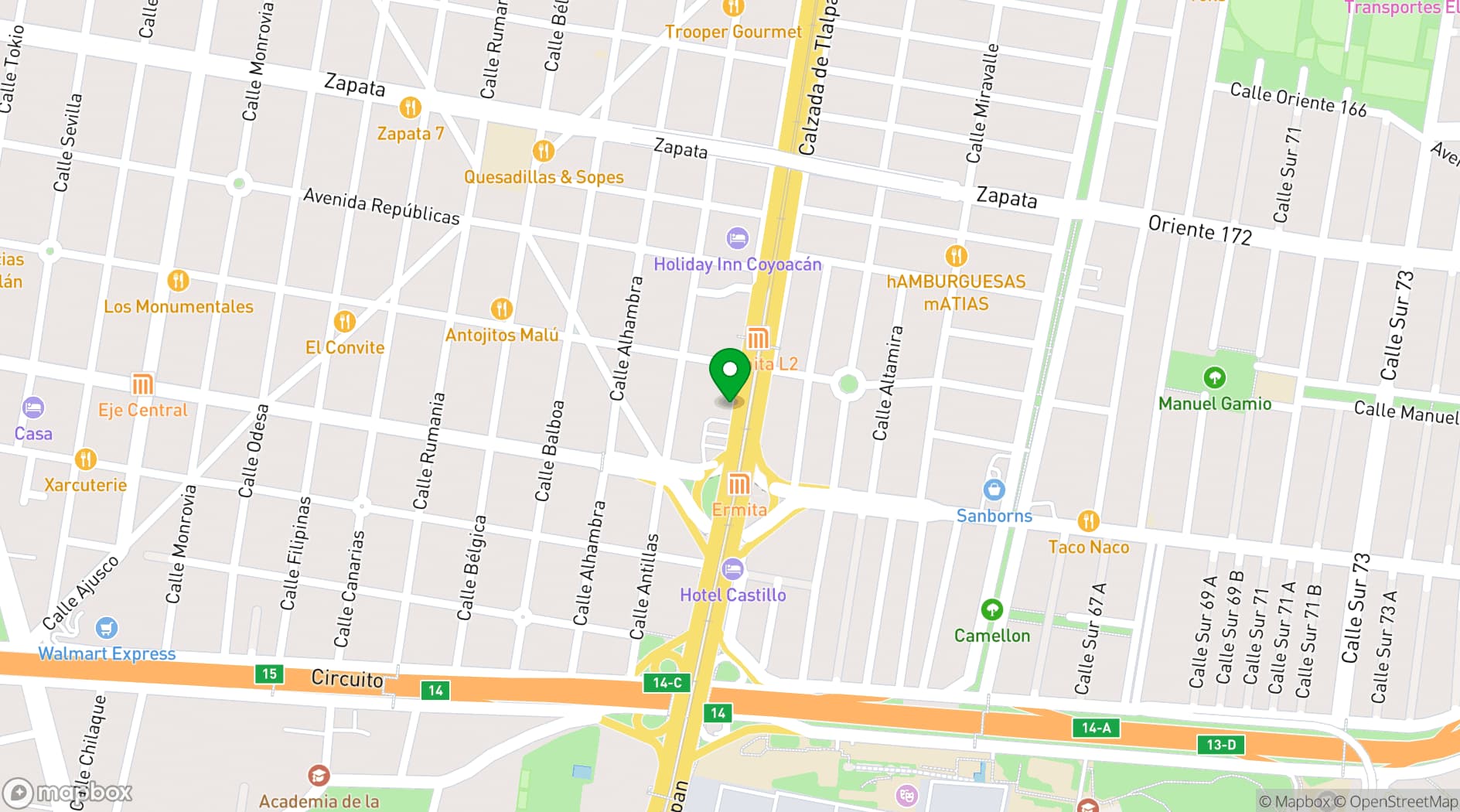 Map showing City Express by Marriott Ciudad de México Tlalpan