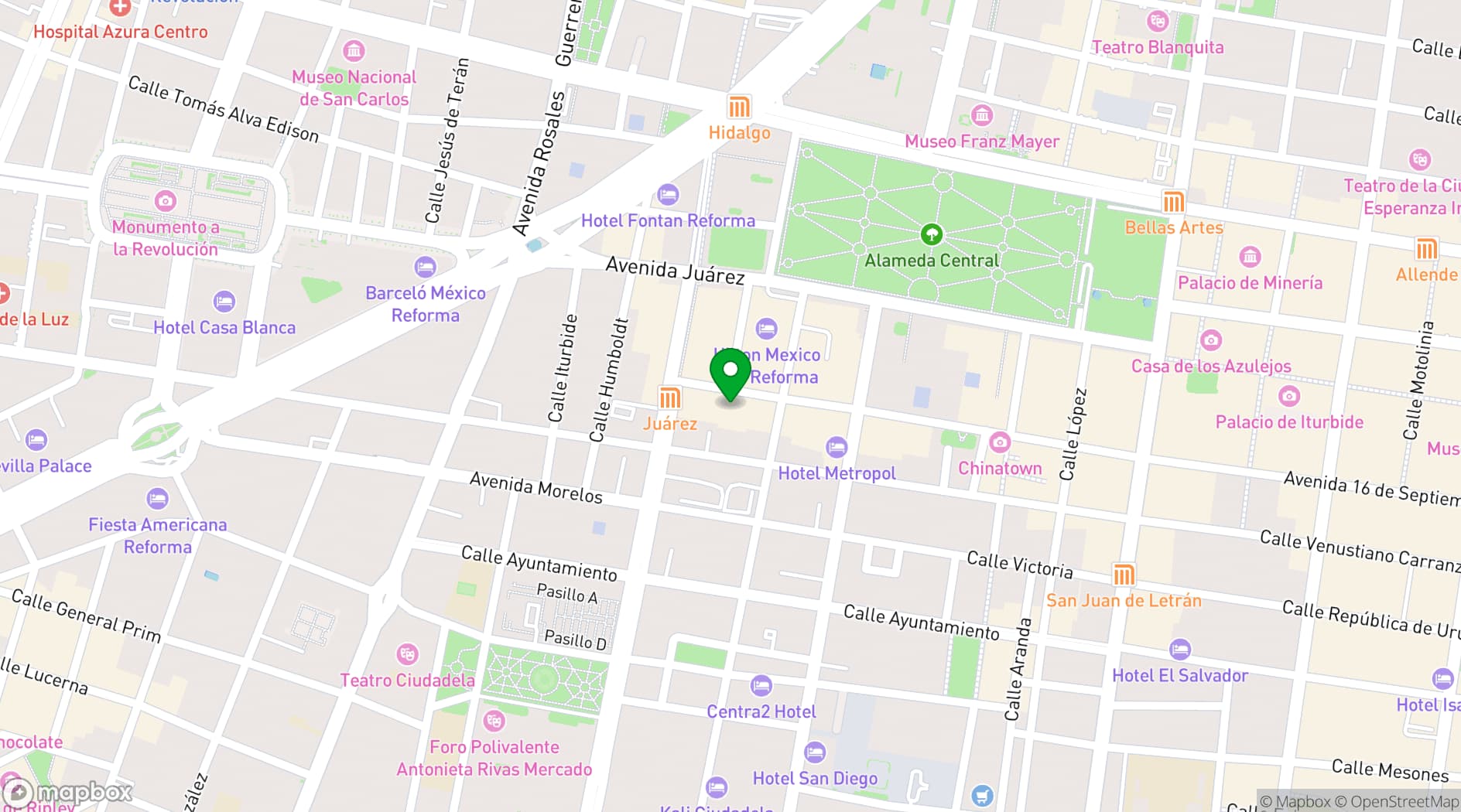 Map showing Teatro Metropolitan