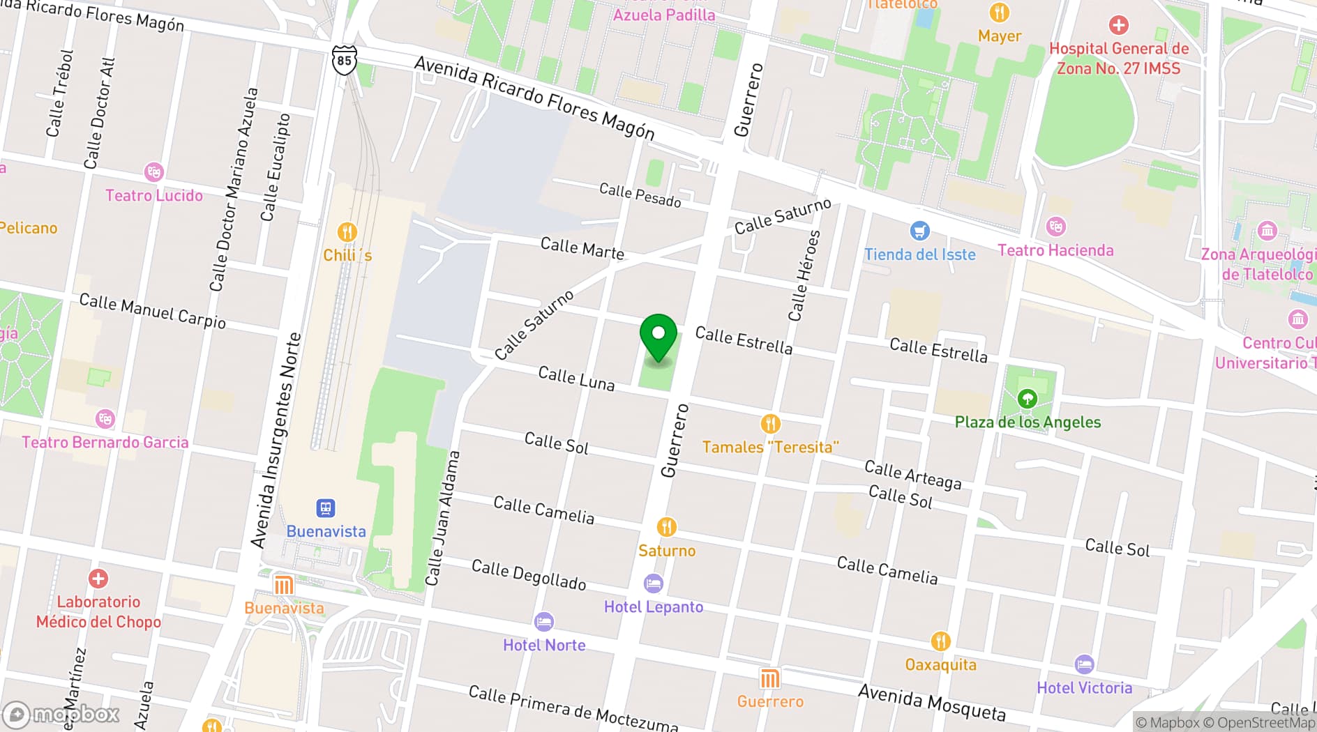 Map showing Parque Abasolo