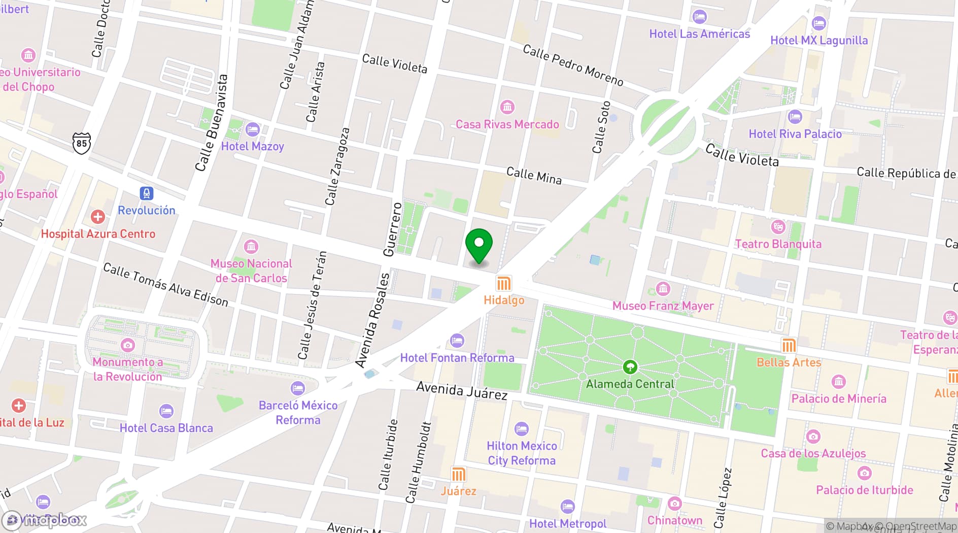 Map showing EX CONVENTO SAN HIPOLITO