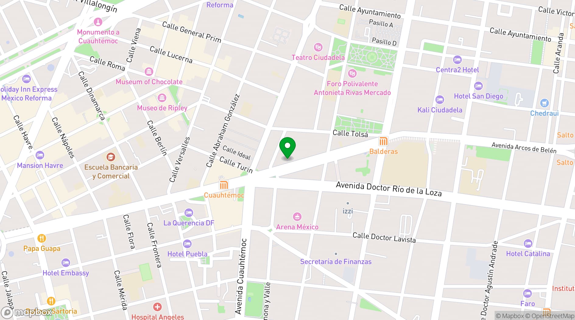Map showing Jardín Juárez