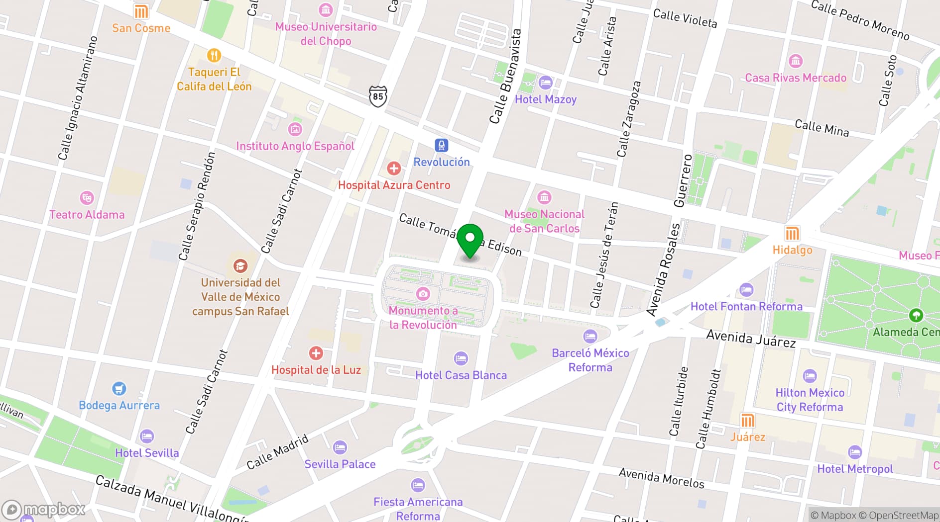 Map showing Frontón México