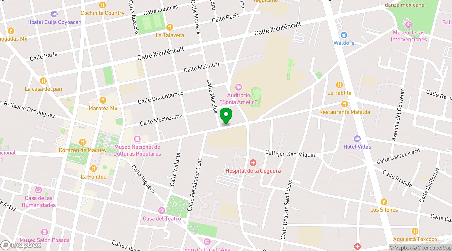 Map showing Casa Hidalgo