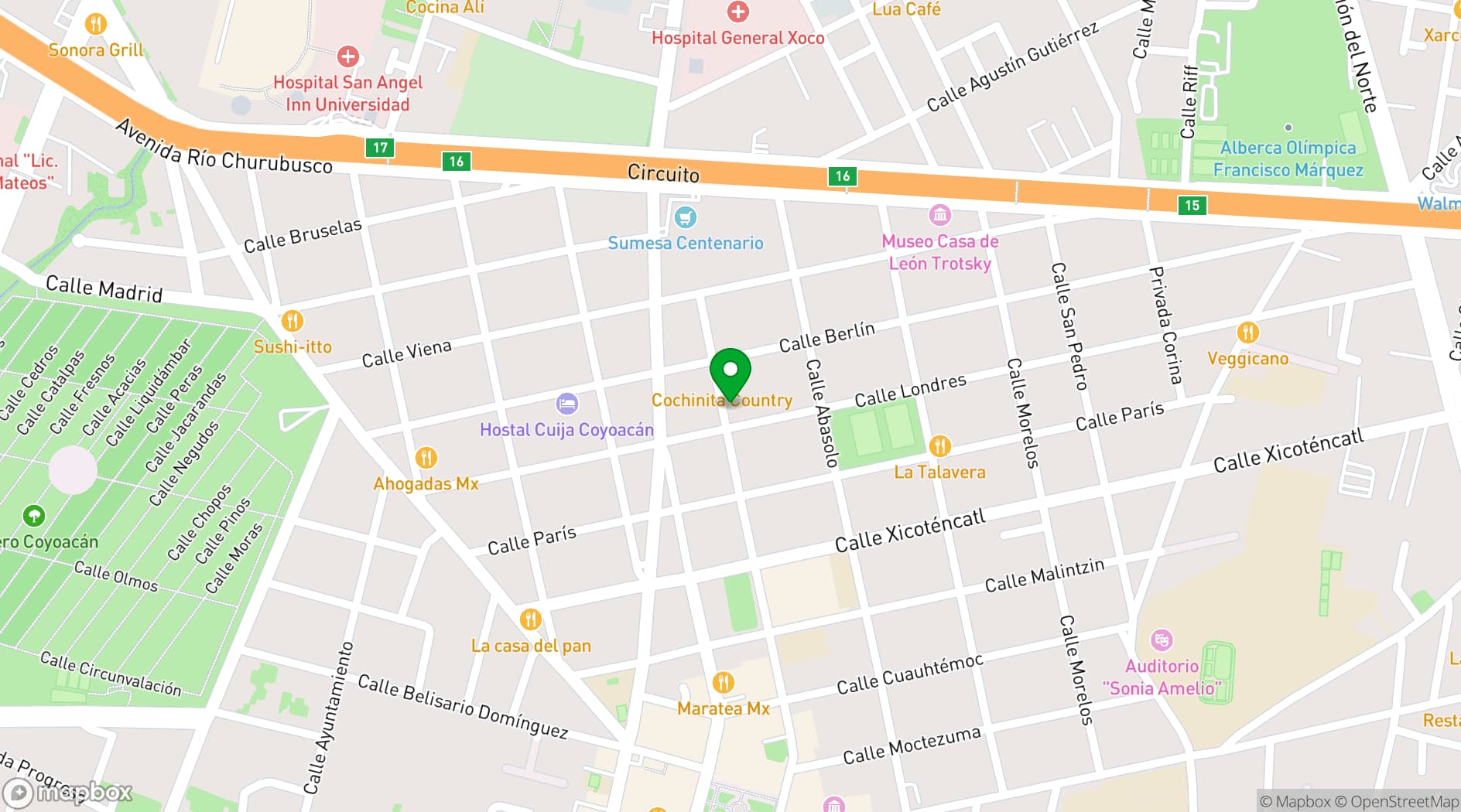 Map showing Museo Frida Kahlo