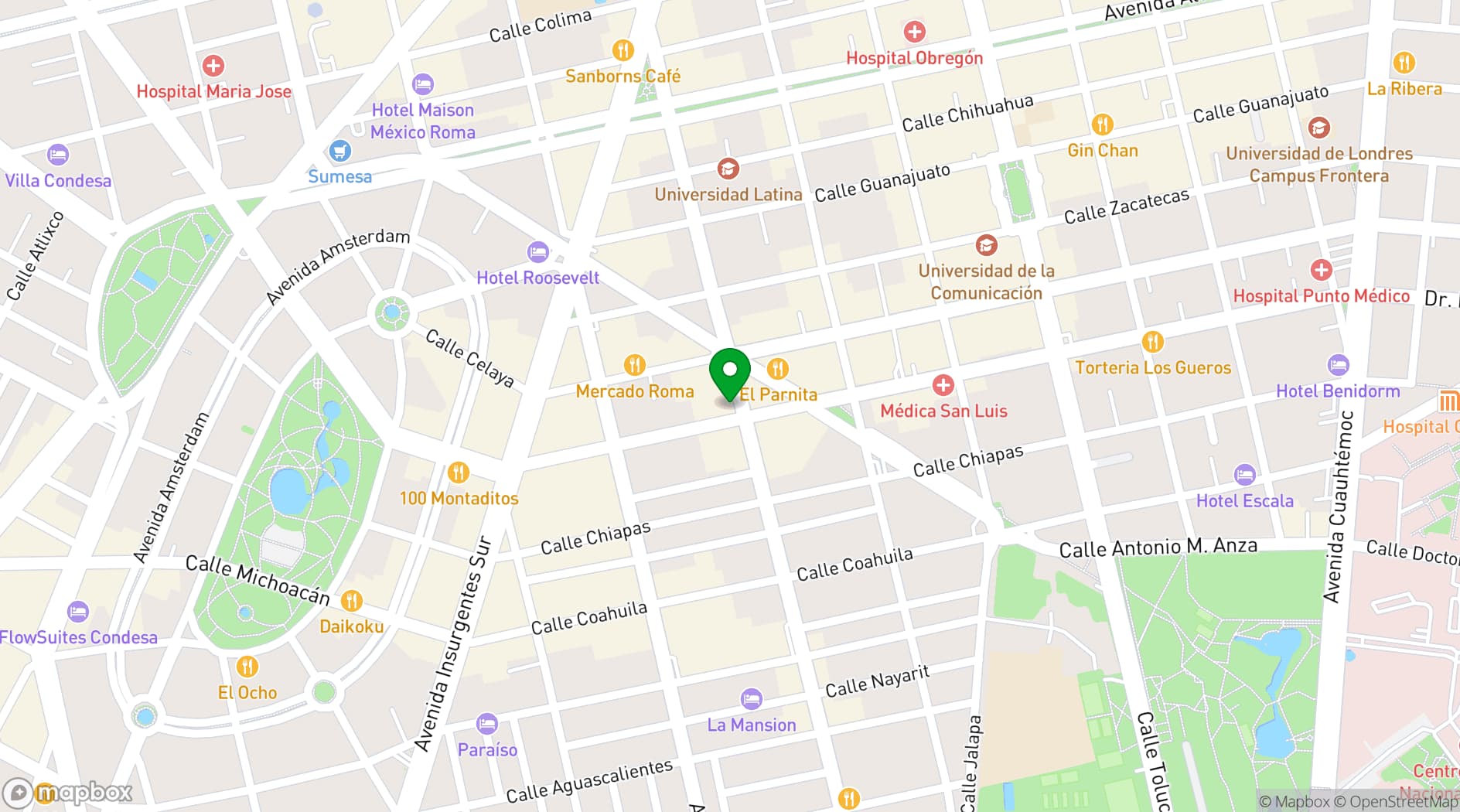 Map showing Hotel Roma Conesa