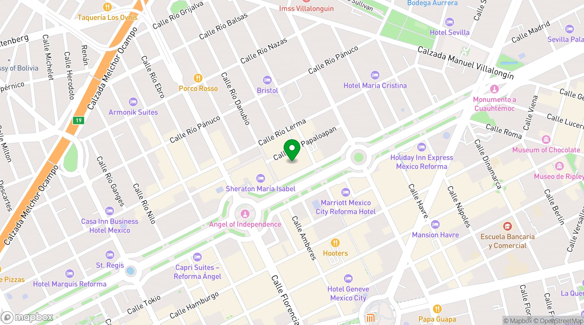 Map showing Sofitel Mexico City Reforma
