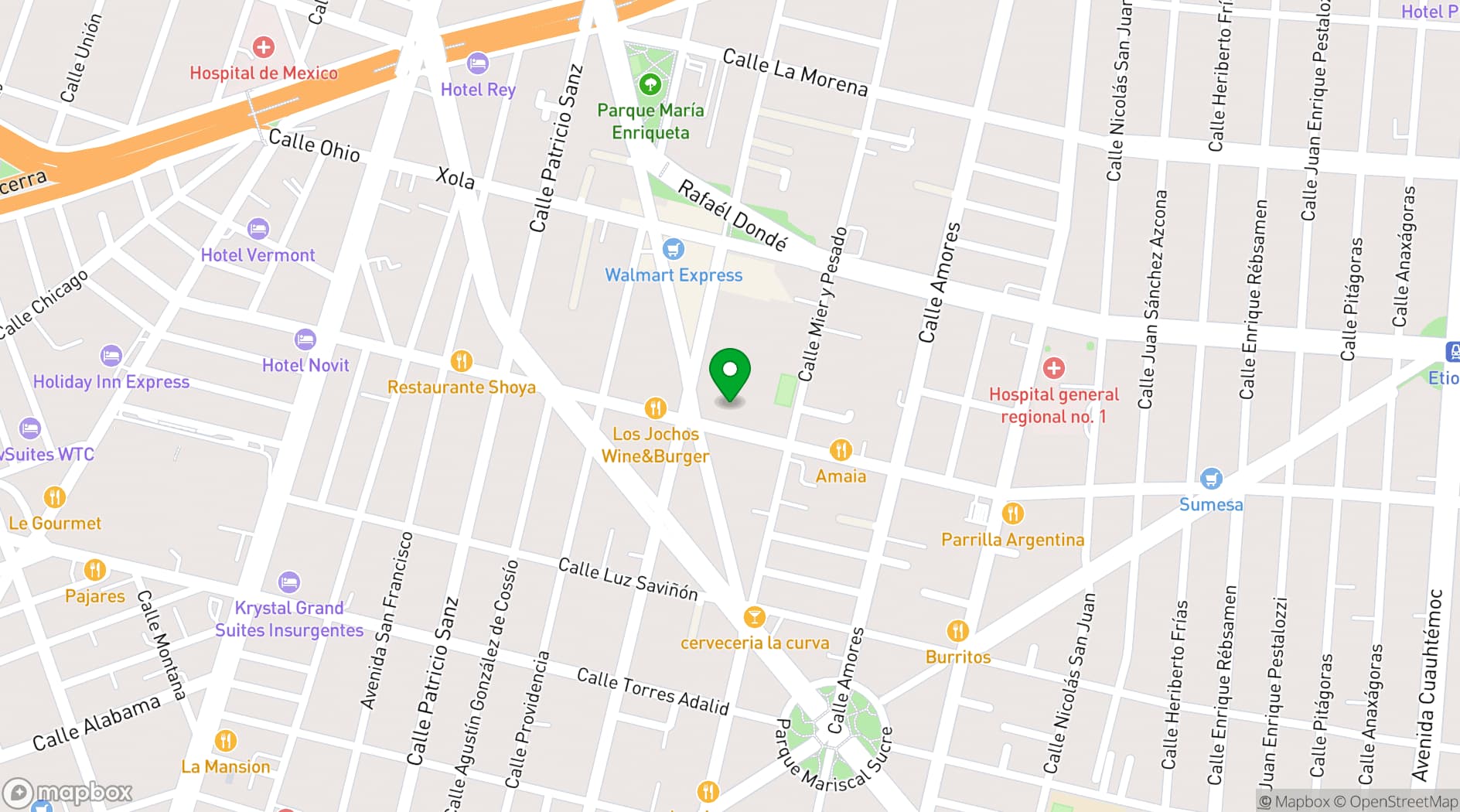 Map showing Mercado Lázaro Cárdenas