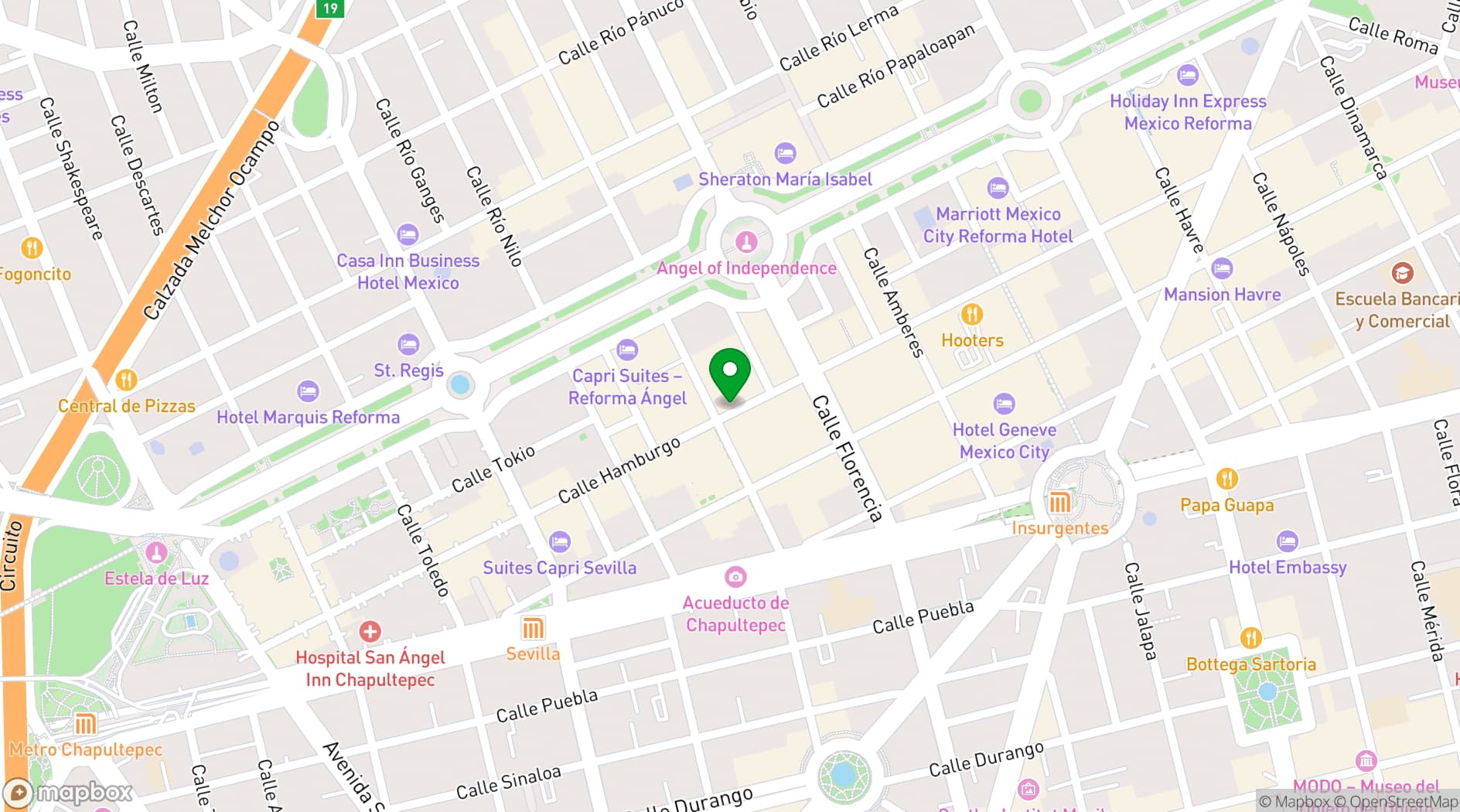 Map showing Galería Plaza Reforma