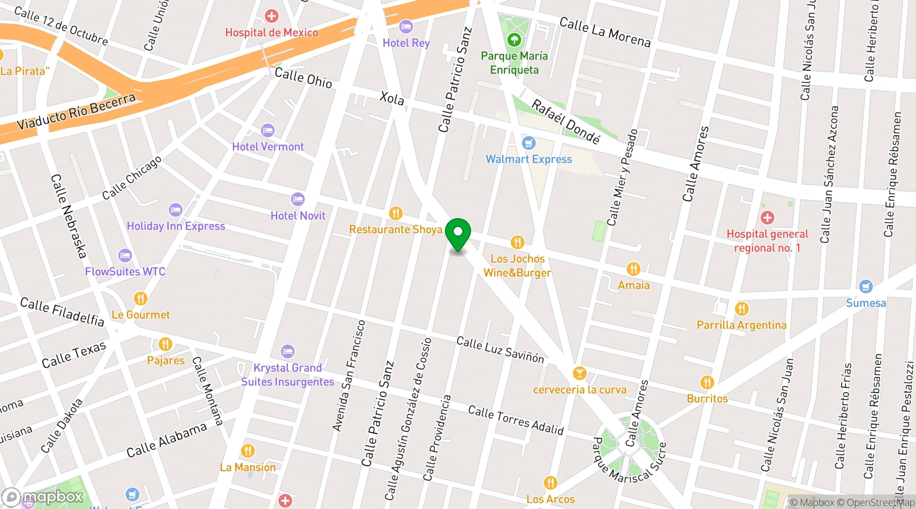 Map showing El Hostalito Del Valle Mexico City