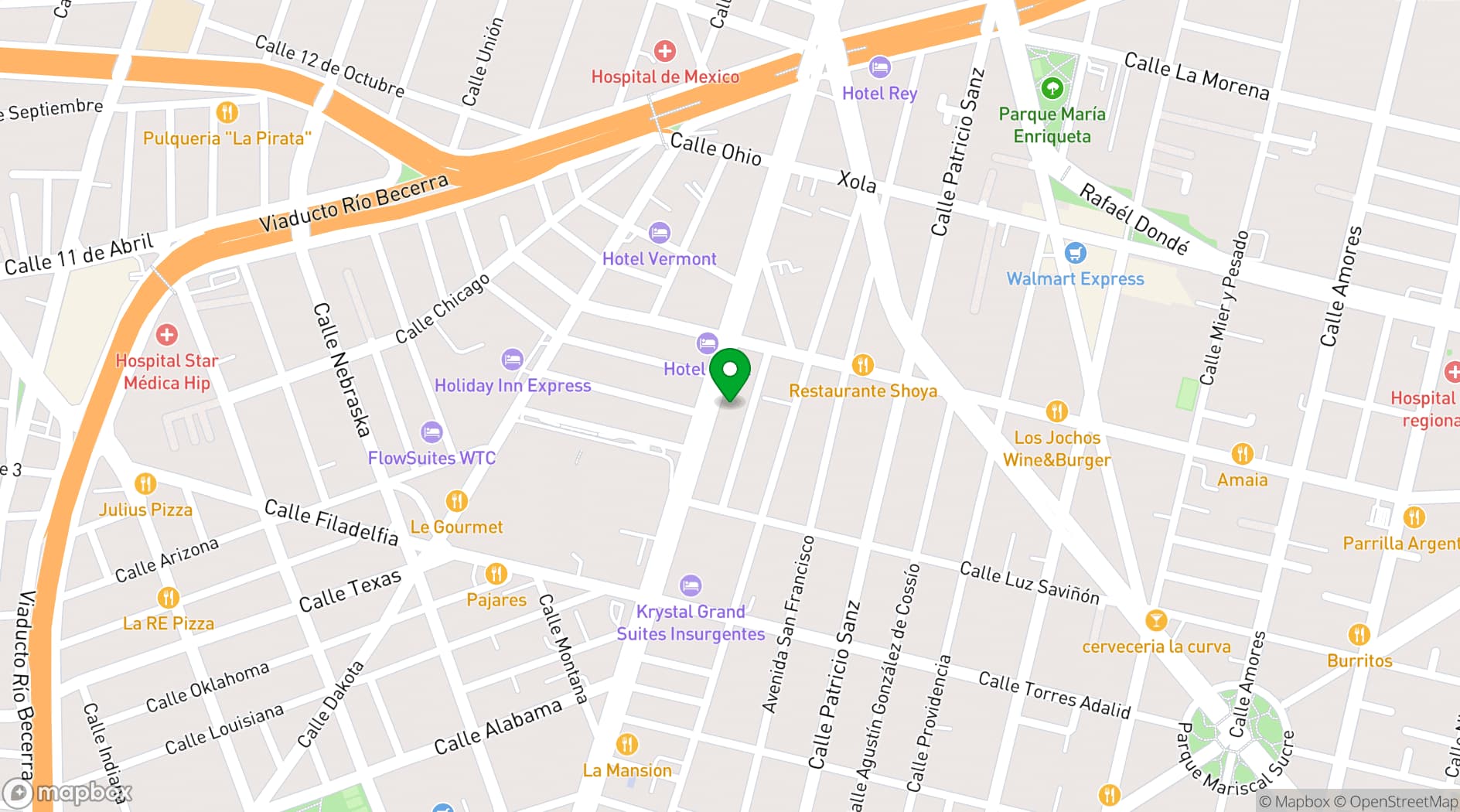 Map showing Twin Peaks Restaurant