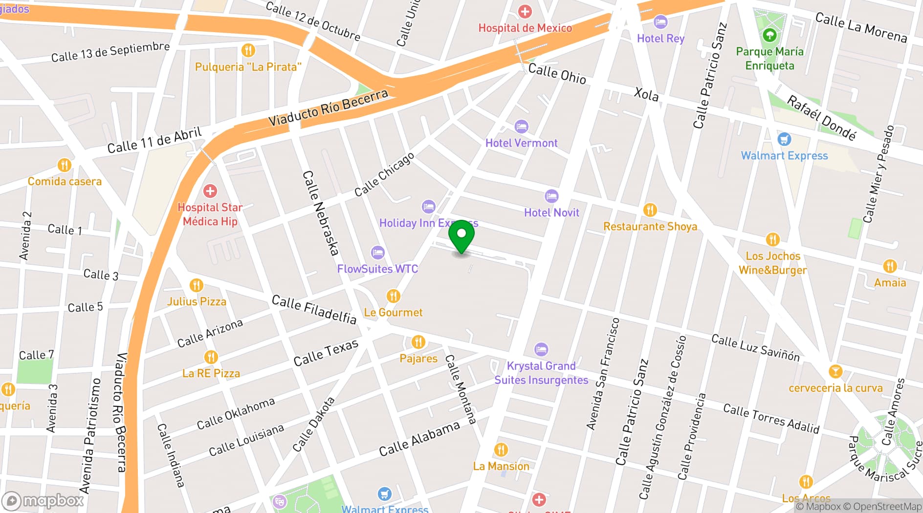Map showing Meeting Room, Virtual and Private Office at Napoles, Mexico City