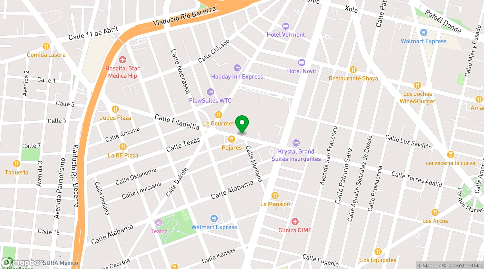 Map showing Centro Internacional de Exposiciones y Convenciones WTC