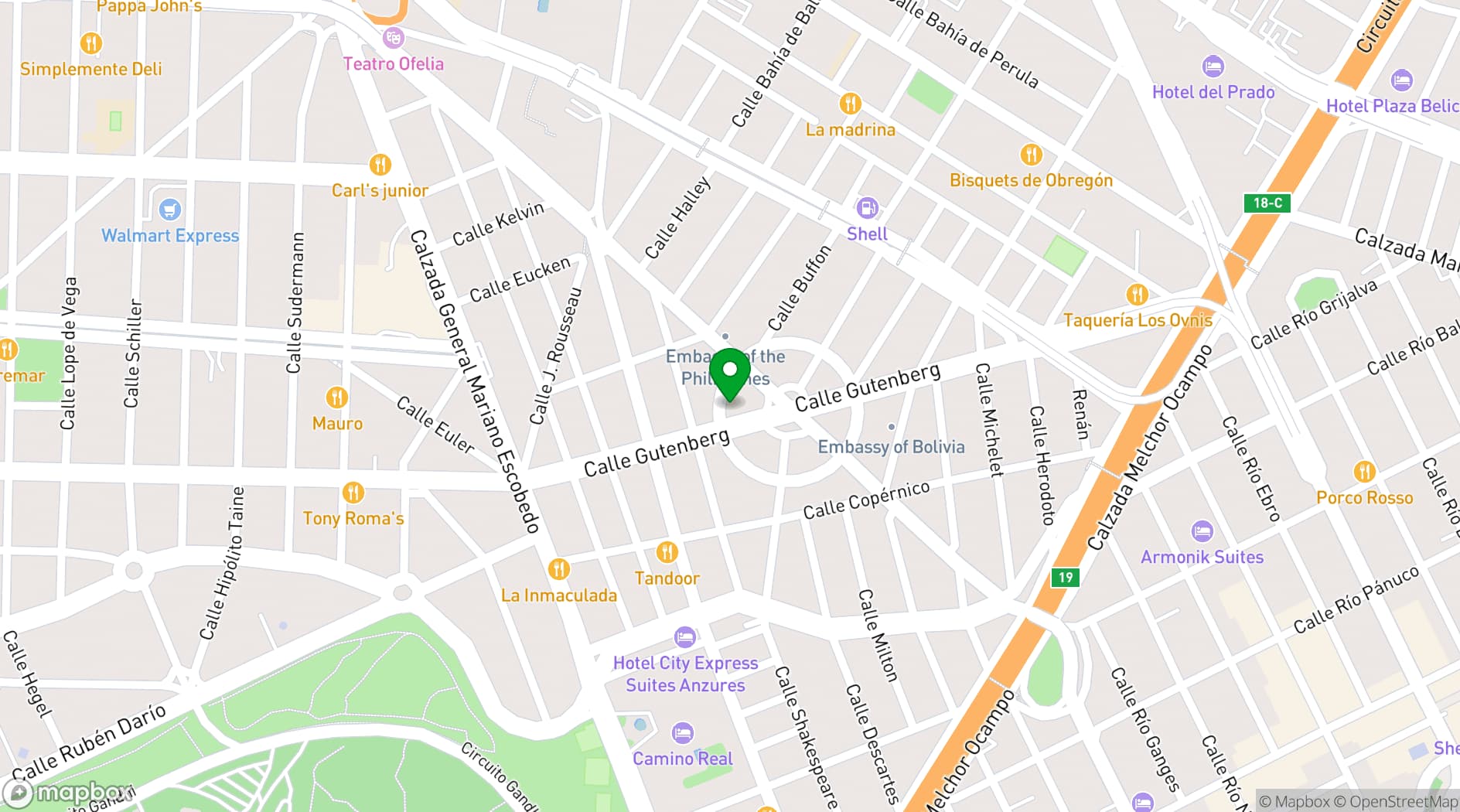 Map showing Casa Anzures