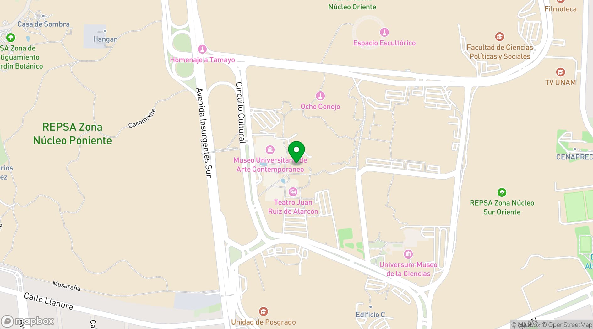 Map showing Música UNAM