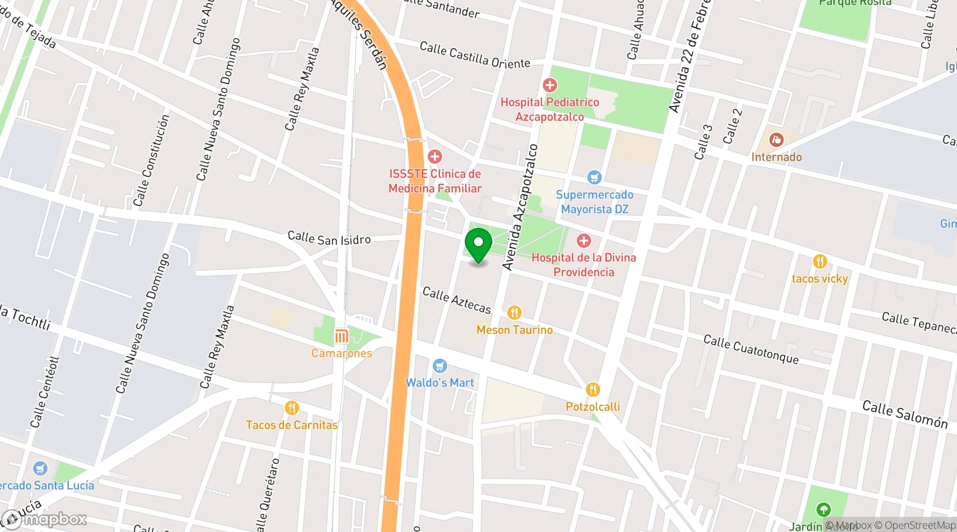 Map showing Historical Archive of Azcapotzalco