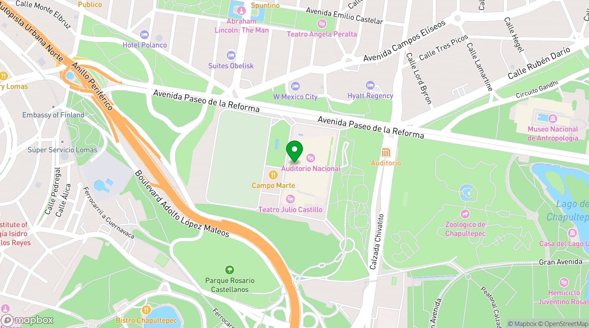 Map showing Lunario del Auditorio Nacional