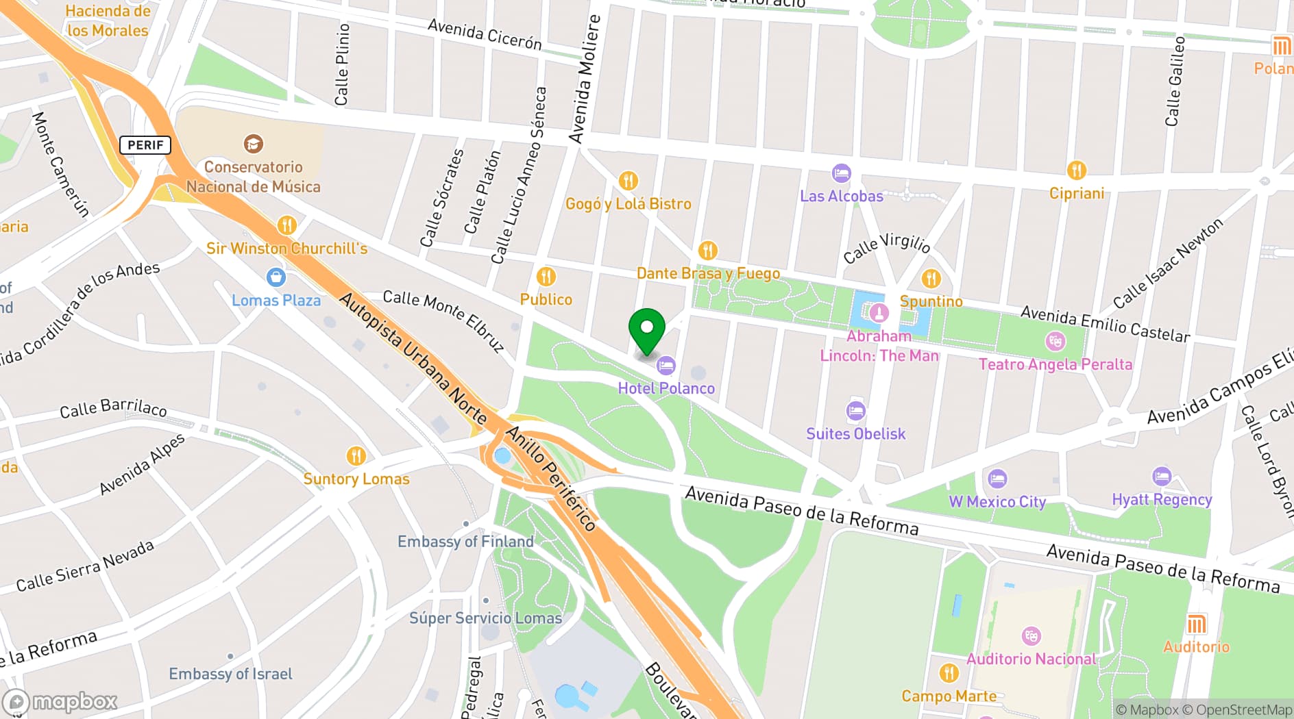 Map showing Campos Polanco